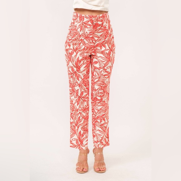 NWT Boutique Gianna Leaf-Printed Slim Tailored Pants|Elegant Office & Event Wear - Picture 3 of 5